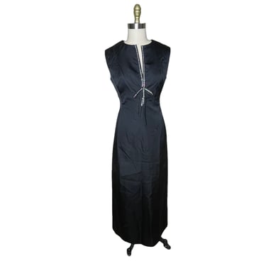Vintage Handmade 60's Vogue Couturier Black Taffeta Rhinestone Gown Dress, Size 8 