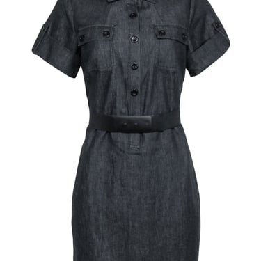 Vince - Dark Wash Chambray Short Sleeve Dress w/ Belt Sz 8