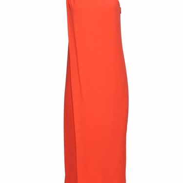 Diane von Furstenberg - Coral One-Shoulder Grecian Column Maxi Dress Sz 4