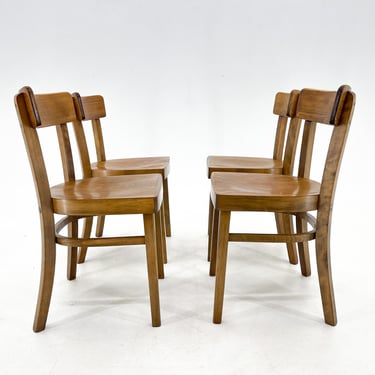 Set of Four Wooden TON Chairs, Czechoslovakia, 1960's / Vintage Dining Chairs / All-wood 