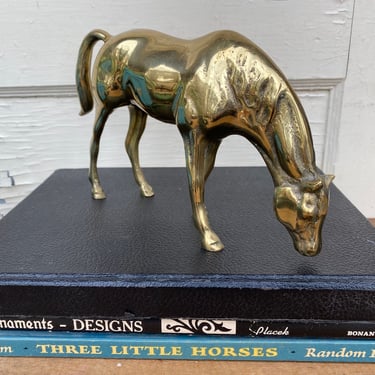 Vintage Grazing Brass Horse, Enesco Brass Horse, Made In Korea, 9-1/2