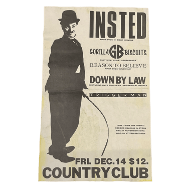 Vintage Insted Gorilla Biscuits Down By Law "Country Club" California Show Flyer