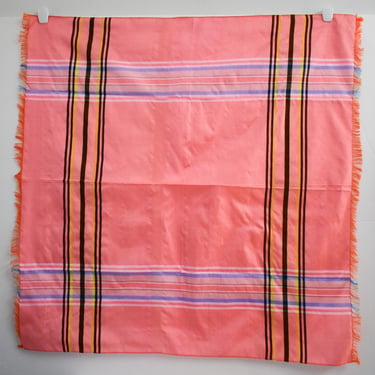 Vintage Vivid Pink Plaid Raw Silk Scarf 