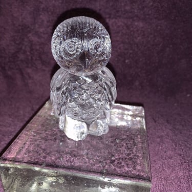 Vintage Crystal Owl Figurine 3.25