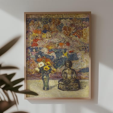 Buddha + Flower Vase Fine Art Poster Print | Spiritual Art Print | Vintage Art Print | Sizes: 5
