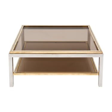 Willy Rizzo Chrome and Brass Coffee Table