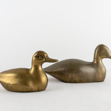 Pair of Vintage Brass Ducks, Set of Brass Animal Figurines, Dad Christmas Gift, Grandfather Gift 