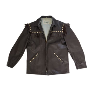1950's Brown Deer Skin Leather Fringe Western Coat I Jacket I Sz Med I Sz 42