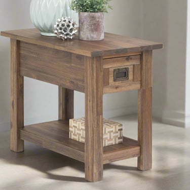 Monroe Acacia 14 Wide Rectangle Rustic Side Table in Rustic Natural Brown FFW258-609