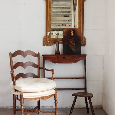 pair of antique french provençal oak his and hers fireplace chairs