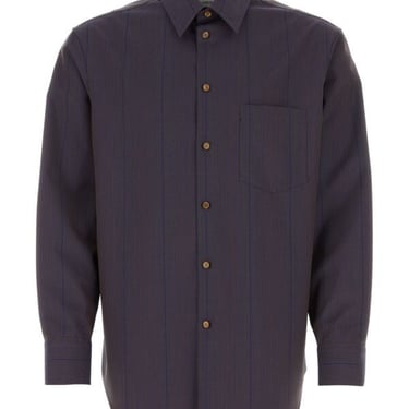 Burberry Men Embroidered Wool Shirt