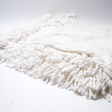 Vintage White Bedspread with Popcorn Chenille Pattern by Estates Beadspreads, 100"x96", Mid Century 1960s 