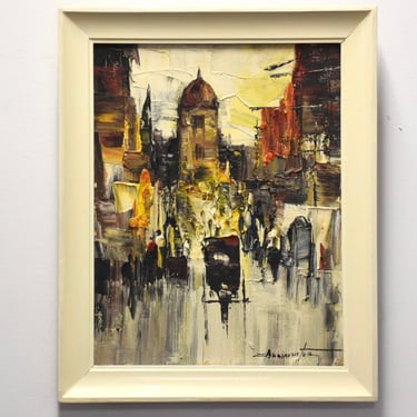 Abstract City Painting on Canvas 