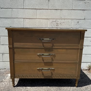 Antique Bachelor Chest Dresser Greek Key Detail Nightstand Bedside Table Wood Furniture Bedroom Storage CUSTOM PAINT AVAIL 