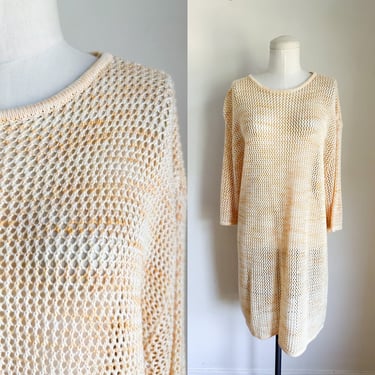 Vintage 1980s Yellow Space Dyed Knit Dress / up to L 