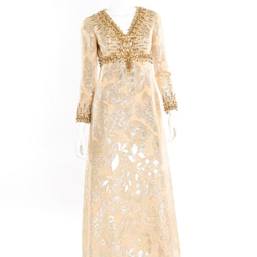 Beaded Brocade Empire Gown
