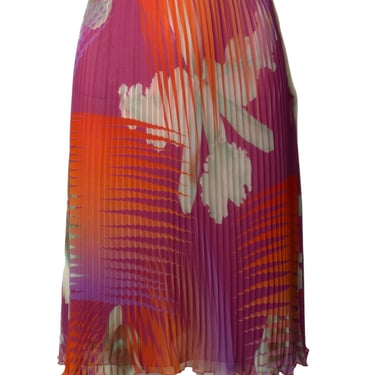 VERSUS VERSACE- 1990s Silk Print Accordian Pleat Skirt, Size 4