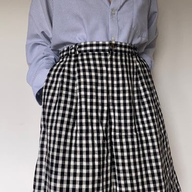 vintage linen gingham high rise shorts large 