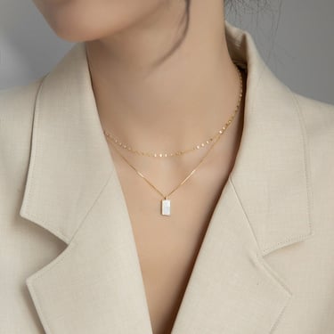 N019 Duo Chain charm Necklace, Layered Necklace set, double chain necklace set, charm necklace, Minimalist choker Necklace, dainty necklace 