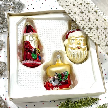 VINTAGE: West Germany Mercury Glass Figural Ornaments in Box - Made in Germany - Holiday Christmas Xmas Decorations 