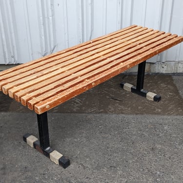 Simple Fir Slate Bench with Steel Base