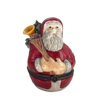 Villeroy & Boch hinged porcelain ring / pill box, Christmas decoration, Santa figurine Holiday shelf decor, Teachers gift 