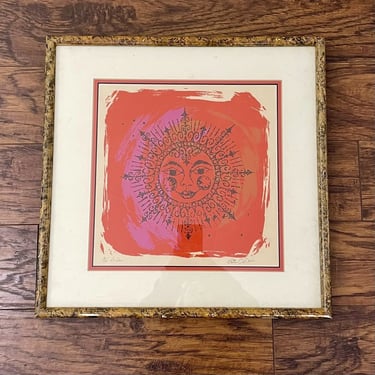 Mid Century Vintage Erin O'Dell Signed Arizona Artist Framed “La Sol” Sun Art