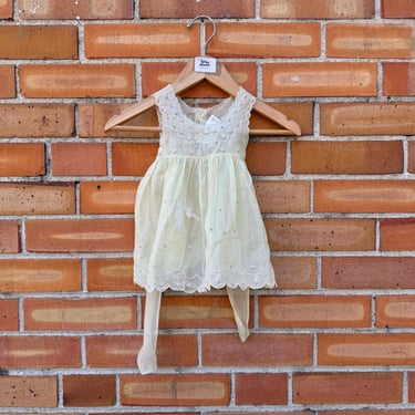 vintage 50s yellow organza baptism dress  / newborn s small 