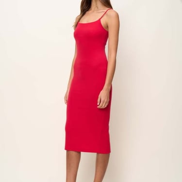 The Standard Stitch The Spaghetti Strap Midi Dress - Red