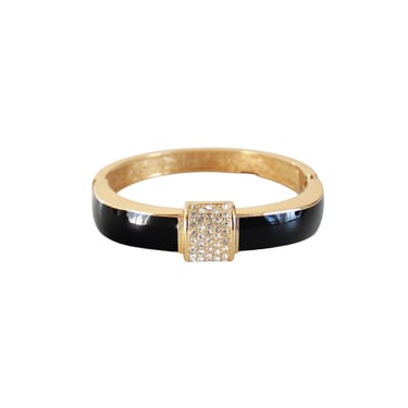 Vintage DIOR Black Enamel & Gold Diamante Bracelet - Vintage Christian Dior Bracelet - Vintage Designer Bracelet - Dior Black Gold Bracelet 