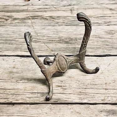 Wooden Oak Coat Rack Vintage Style Victorian Cast Iron Hooks (Not Black) 