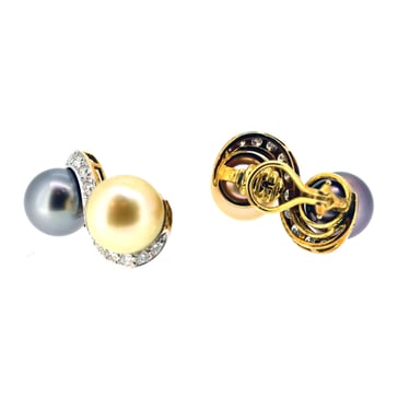 Retro Diamong and South Sea Pearl Earrings