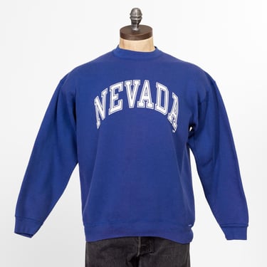 Large 90s University Of Nevada Sweatshirt | Vintage Blue Collegiate Graphic Crewneck Sweater 