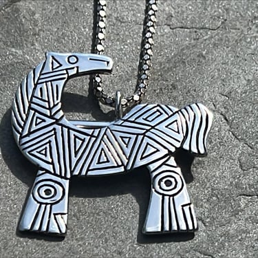 Vintage Retired James Avery Sterling Silver Ashanti Horse Pendant / Brooch / Pin on 18.5 inch Sterling Chain 