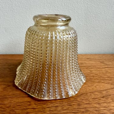 Vintage Glass Lamp Shade with Vertical Beaded Pattern, Ruffled Edge 