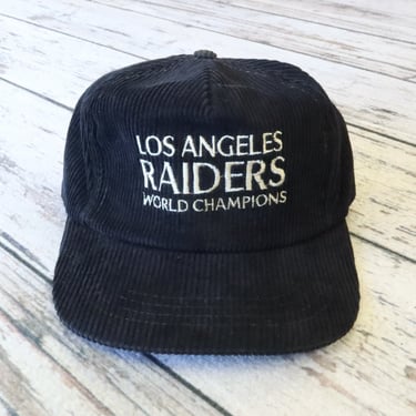 Vintage Los Angeles Raiders World Champions Corduroy Strapback Hat Sport Cap