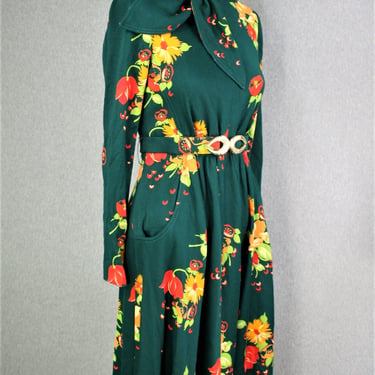 1970s - Shirtwaist Dress - by Shannon Rogers for Jerry Silverman - Floral  - Mid Century Mod - Estimated size 4/6 