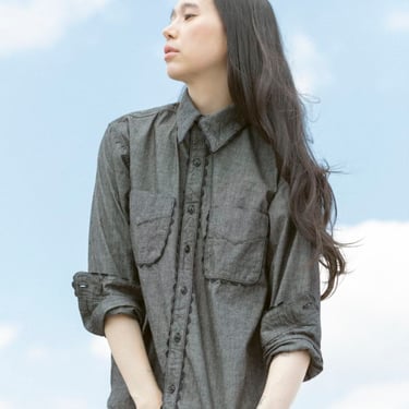 Carleen Rickrack Perfect Shirt - Washed Black Chambray