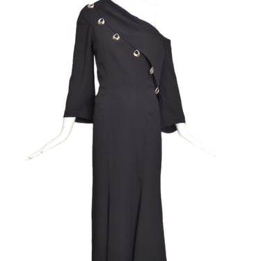 THIERRY MUGLER-1980s Black Crepe Evening Dress, Size-10