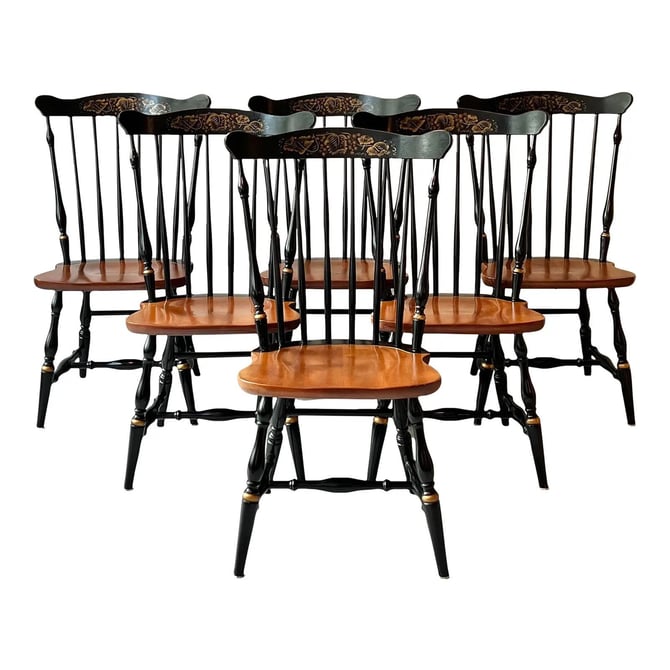 L. Hitchcock Fanback Windsor Chairs - Set of 6 