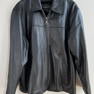 Vintage Onyx Leather Zip-Up Jacket