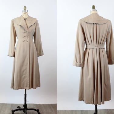1940s SAND gabardine wool coat small | new fall 