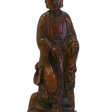 Chinese Boxwood Sitting Scholar Kwan Yin Statue cs695-2E 
