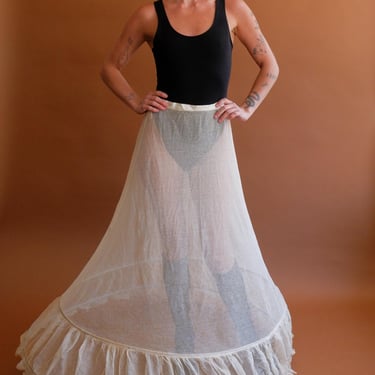 Vintage Mesh Hoop Skirt/ Sheer Bridal Crinoline Underskirt/ Size small 26 