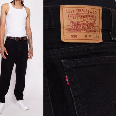 Vintage Levi's 550 Made In USA Black Jeans - 34x30 | 80s 90s Relaxed Fit Tapered Leg Denim Dad Jeans 