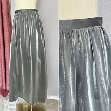 Shimmery Metallic Maxi Skirt, Deadstock, Midi, Pewter Silver Color, Evening Wear, Cocktail Party, High Waist, Vintage 90s 00s 