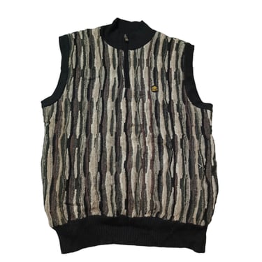 Vintage 90's Coogi Style Sleeveless Sweater for men | Pullover Jumper Sweater | Cable Knit Sweater | Textured Stripe Pattern 