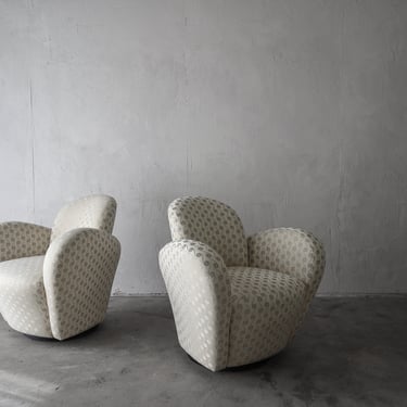Pair of Post Modern Swivel Chairs by Michael Wolk 