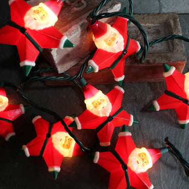 Santa String Lights for Your Christmas Tree | Circa 1980s | Light Up Santa | 10 Santa lights | FREE SHIPPING 