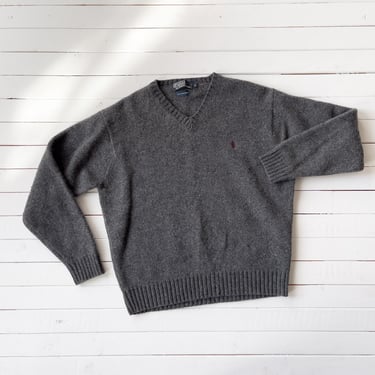 gray wool sweater 90s y2k vintage Polo Ralph Lauren knit sweater 